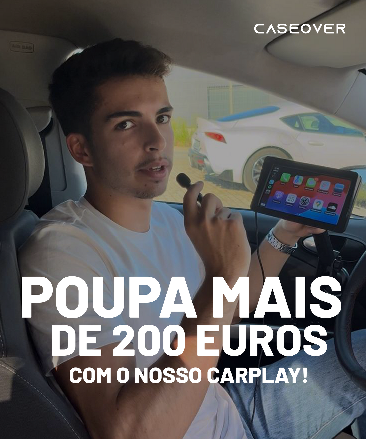 CarPlay/AndroidAuto Portátil + Câmera de Marcha Atrás
