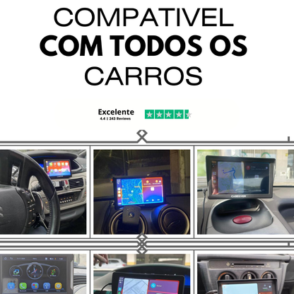 CarPlay/AndroidAuto Portátil + Câmera de Marcha Atrás